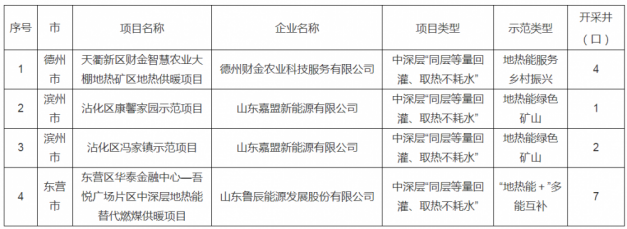 山東公示“山東省地熱能試點(diǎn)工程”項目（第二批）名單-地大熱能